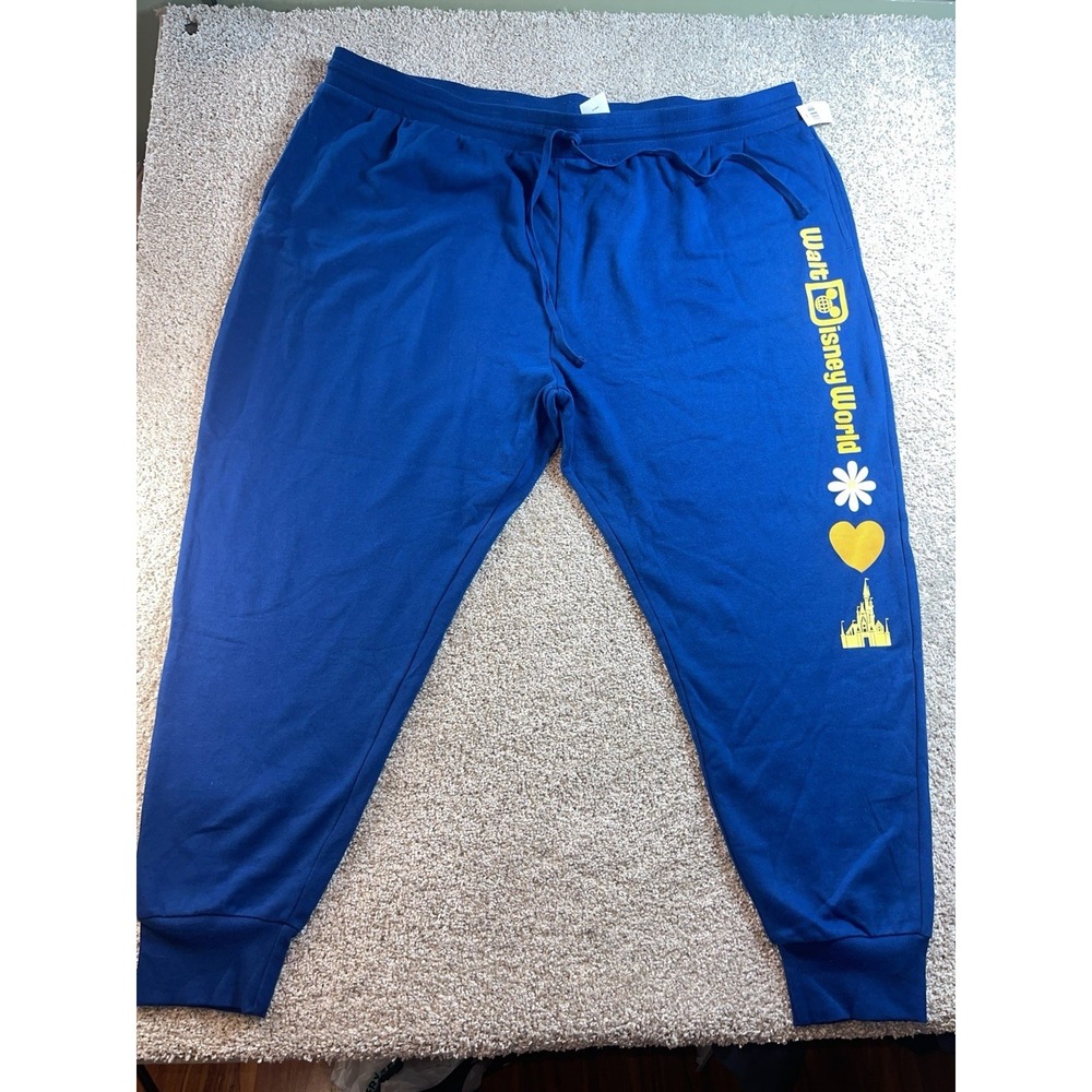NWT Disney Parks Walt Disney World Fleece Joggers Size 3X Flower Castle Blue